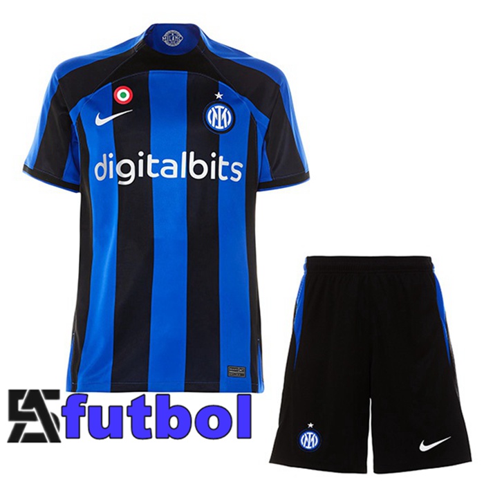 Camisetas De Futbol Inter Milan Ninos Primera Negro Azul 2022/2023