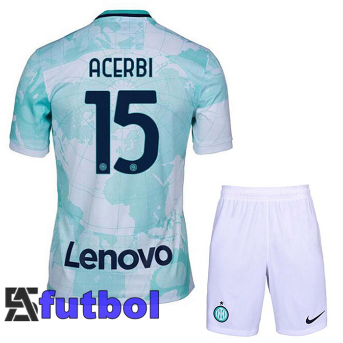 Camiseta Inter Milan (ACERBI 15) Ninos Segunda Blanco Verde 22/23