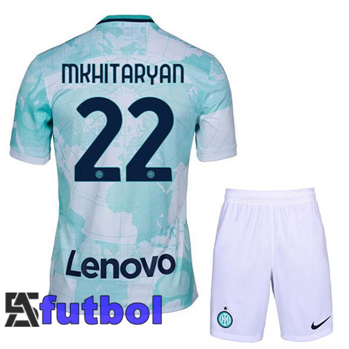 Camiseta Inter Milan (MKHITARYAN 22) Ninos Segunda Blanco Verde 22/23