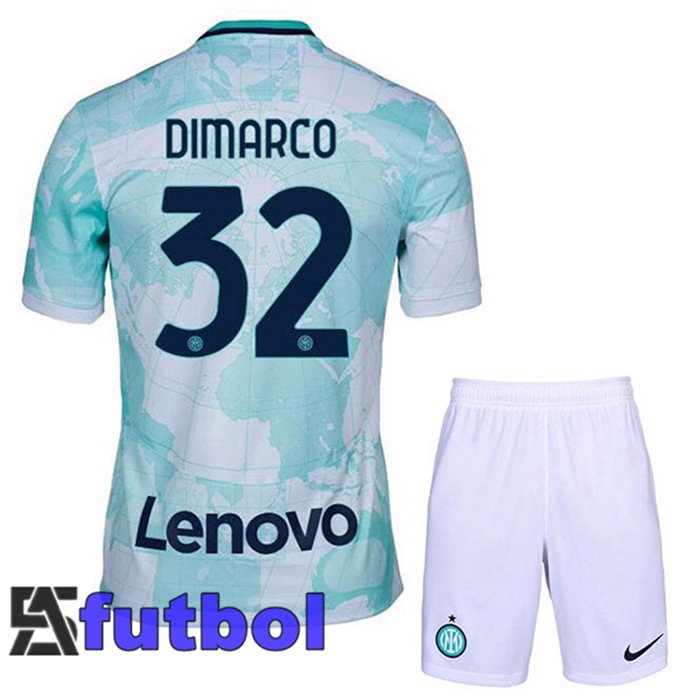 Camiseta Inter Milan (DIMARCO 32) Ninos Segunda Blanco Verde 22/23