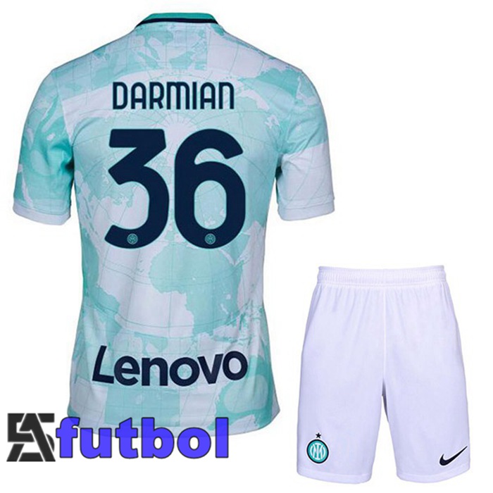 Camiseta Inter Milan (DARMIAN 36) Ninos Segunda Blanco Verde 22/23
