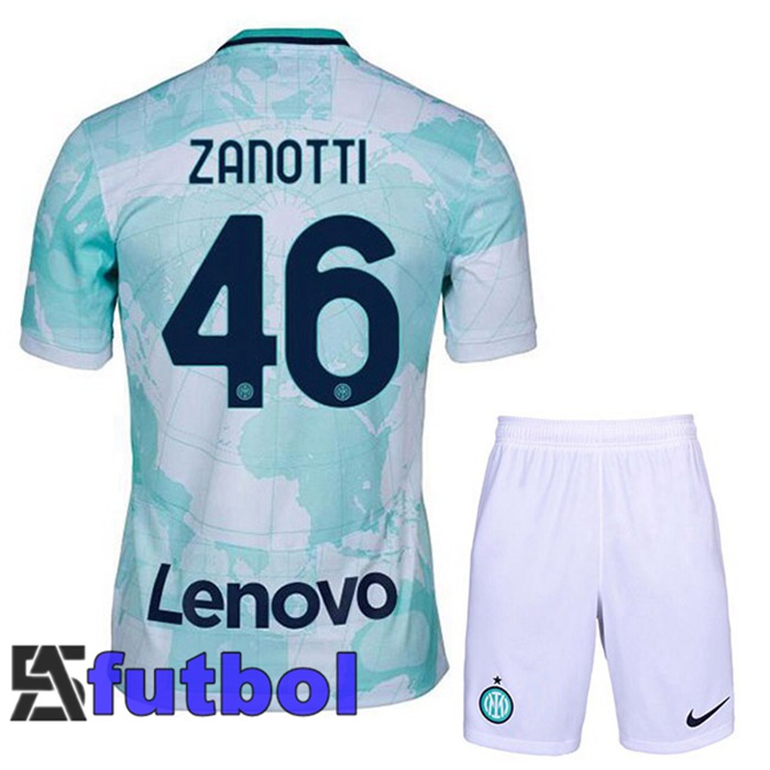 Camiseta Inter Milan (ZANOTTI 46) Ninos Segunda Blanco Verde 22/23