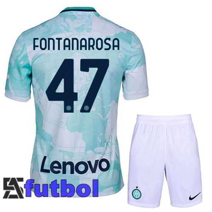 Camiseta Inter Milan (FONTANAROSA 47) Ninos Segunda Blanco Verde 22/23