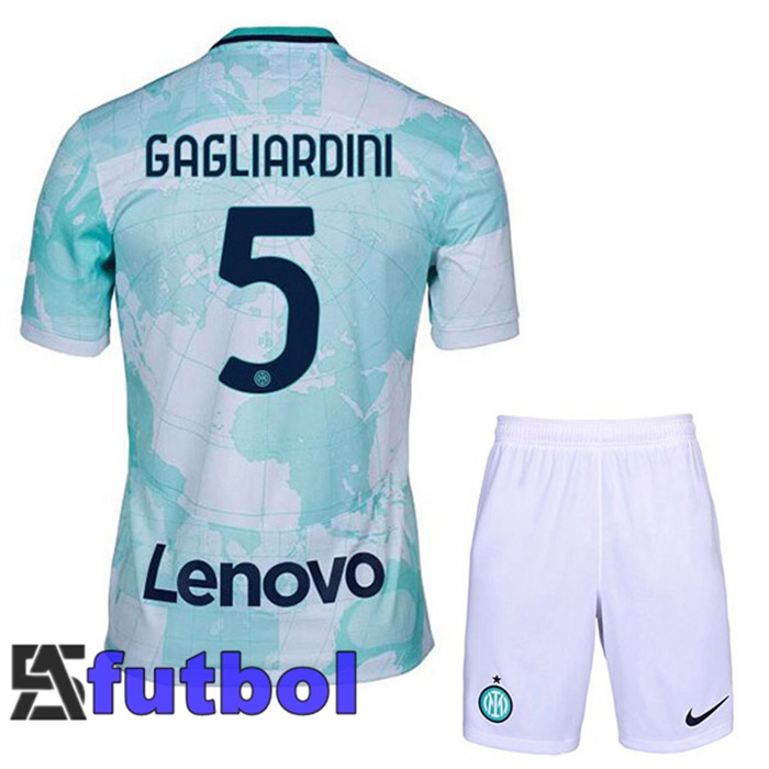 Camiseta Inter Milan (GAGLIARDINI 5) Ninos Segunda Blanco Verde 22/23