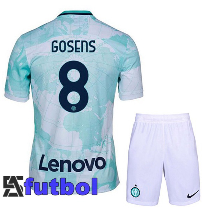 Camiseta Inter Milan (GOSENS 8) Ninos Segunda Blanco Verde 22/23