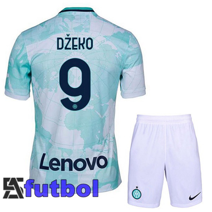 Camiseta Inter Milan (DŽEKO 9) Ninos Segunda Blanco Verde 22/23