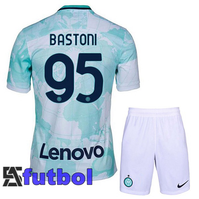 Camiseta Inter Milan (BASTONI 95) Ninos Segunda Blanco Verde 22/23
