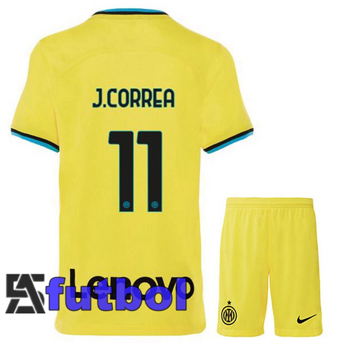 Camisetas De Futbol Inter Milan (J.CORREA 11) Ninos Tercera Amarillo 2022/2023