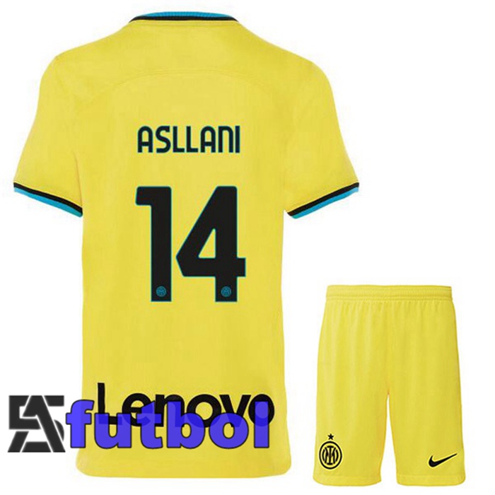Camisetas De Futbol Inter Milan (ASLLANI 14) Ninos Tercera Amarillo 2022/2023