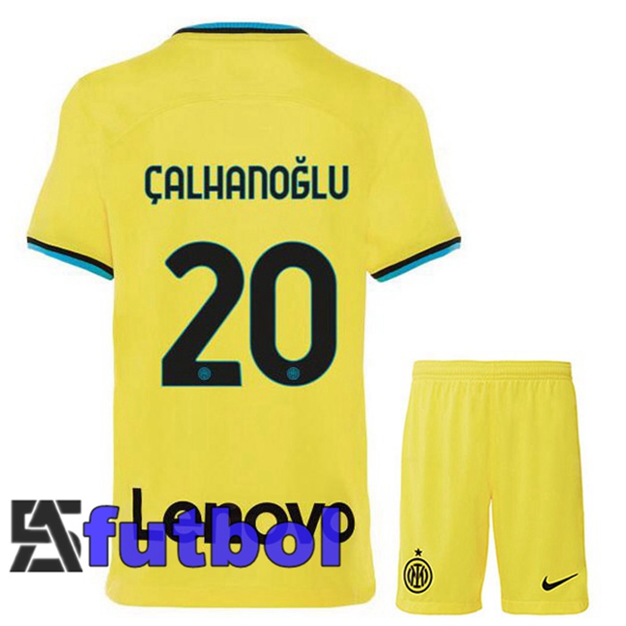 Camisetas De Futbol Inter Milan (ÇALHANOĞLU 20) Ninos Tercera Amarillo 2022/2023