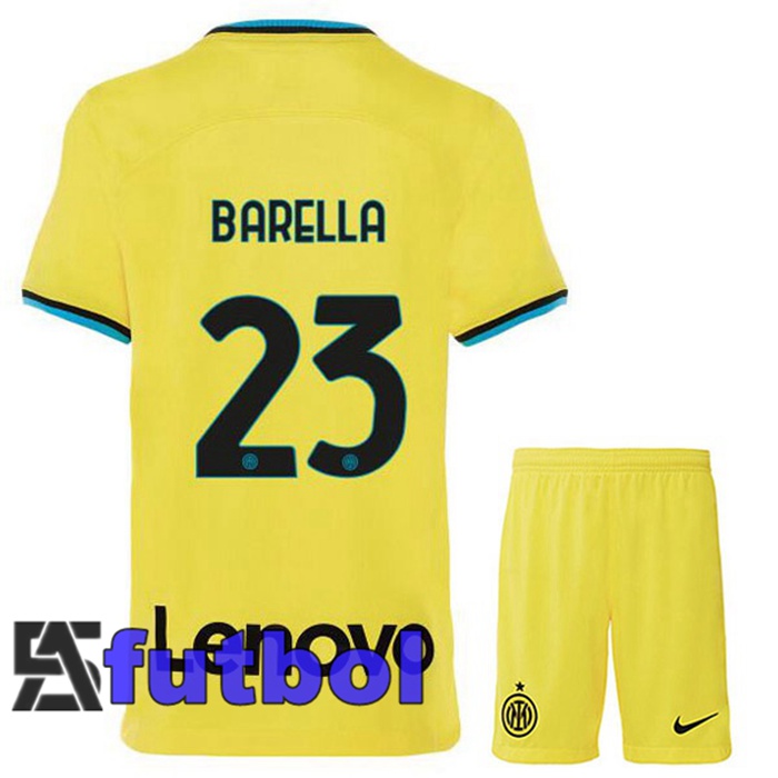 Camisetas De Futbol Inter Milan (BARELLA 23) Ninos Tercera Amarillo 2022/2023