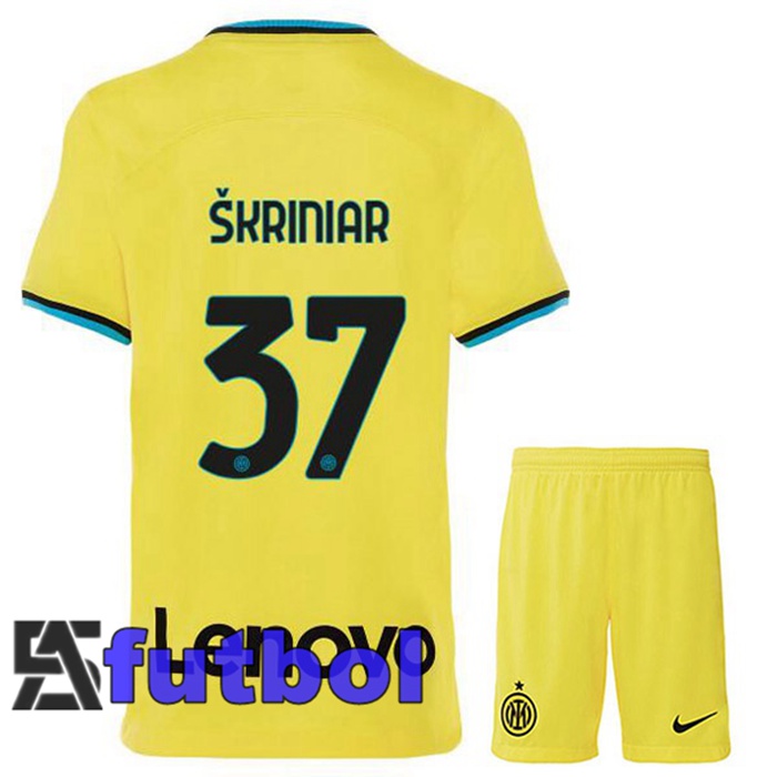 Camisetas De Futbol Inter Milan (ŠKRINIAR 37) Ninos Tercera Amarillo 2022/2023