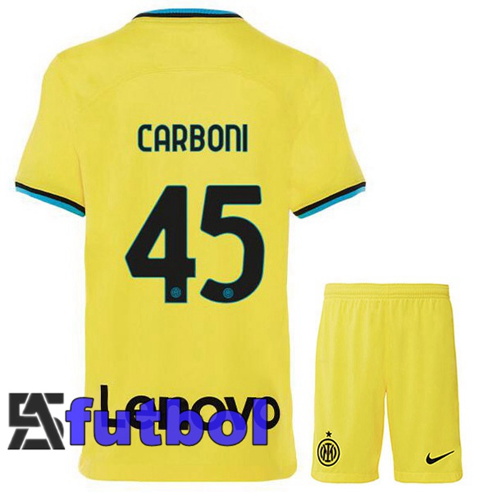 Camisetas De Futbol Inter Milan (CARBONI 45) Ninos Tercera Amarillo 2022/2023