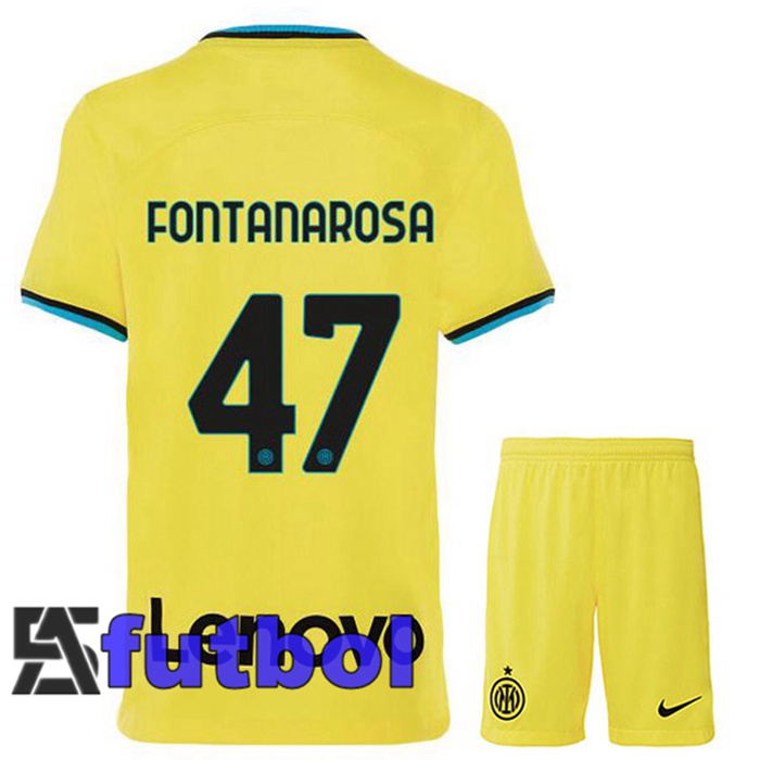 Camisetas De Futbol Inter Milan (FONTANARosado 47) Ninos Tercera Amarillo 2022/2023
