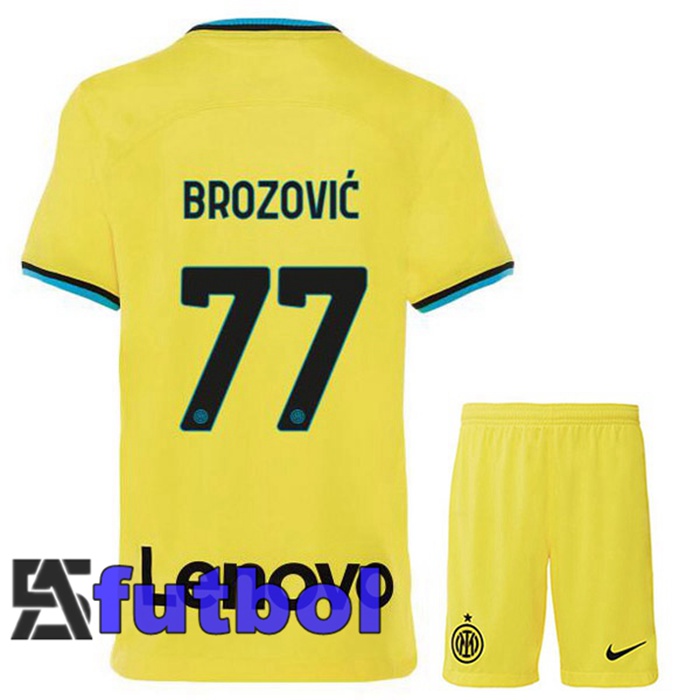 Camisetas De Futbol Inter Milan (BROZOVIĆ 77) Ninos Tercera Amarillo 2022/2023