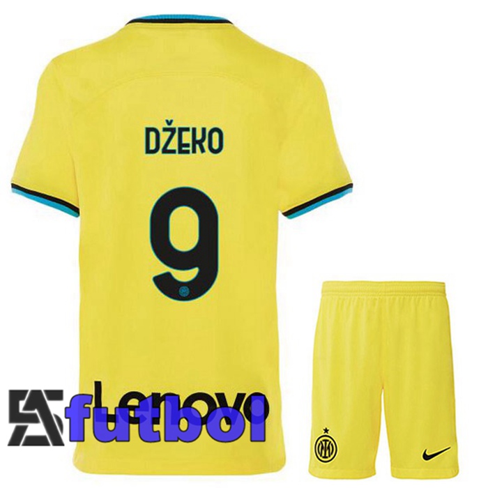 Camisetas De Futbol Inter Milan (DŽEKO 9) Ninos Tercera Amarillo 2022/2023