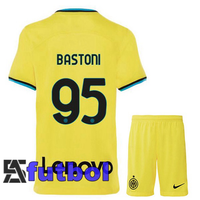Camisetas De Futbol Inter Milan (BASTONI 95) Ninos Tercera Amarillo 2022/2023