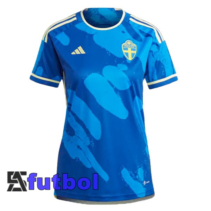 Camisetas De Futbol Suecia Mujer Segunda Azul 2023/2024