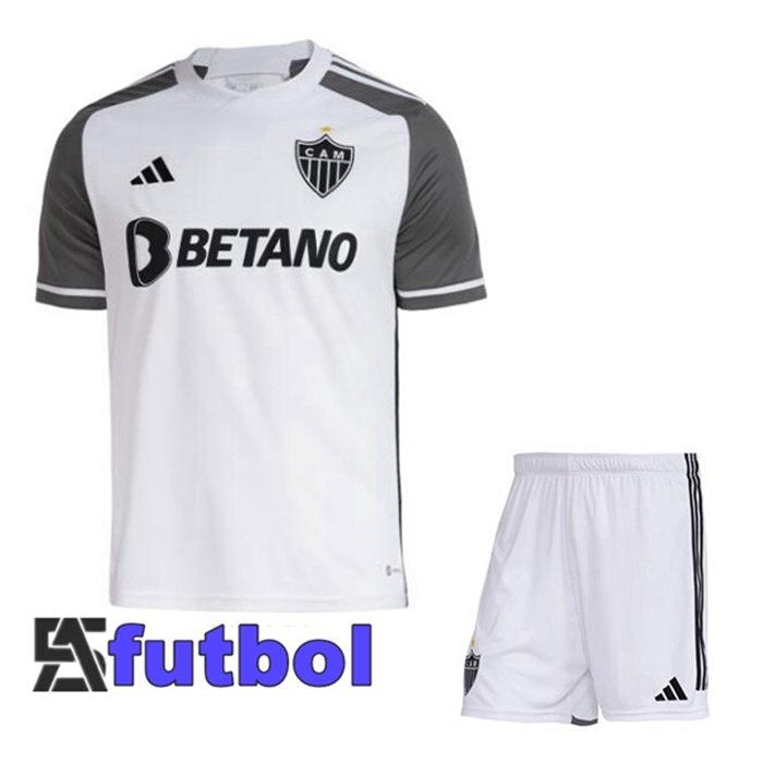 Camisetas De Futbol Atletico Mineiro Ninos Segunda Blanco Gris 2023/2024
