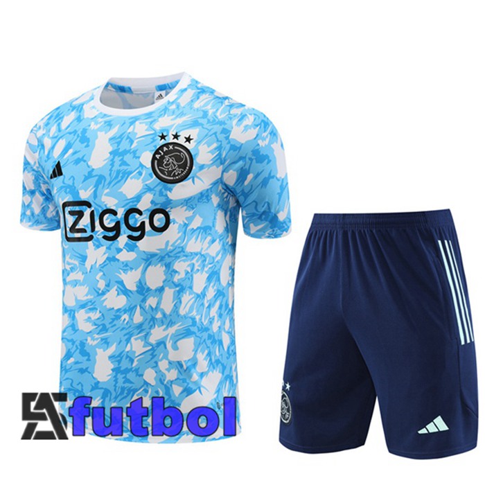 Camiseta Entrenamiento AFC Ajax + Cortos Azul Blanco 2023/2024