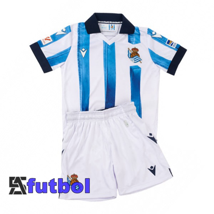 Camisetas De Futbol Real Sociedad Ninos Primera Azul Blanco 2023/2024