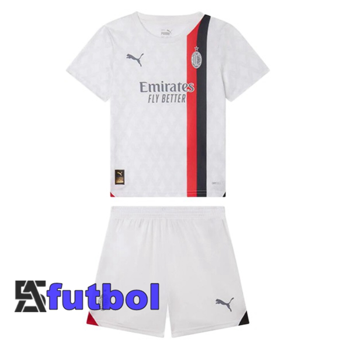 Camisetas De Futbol AC Milan Ninos Segunda Blanco 2023/2024