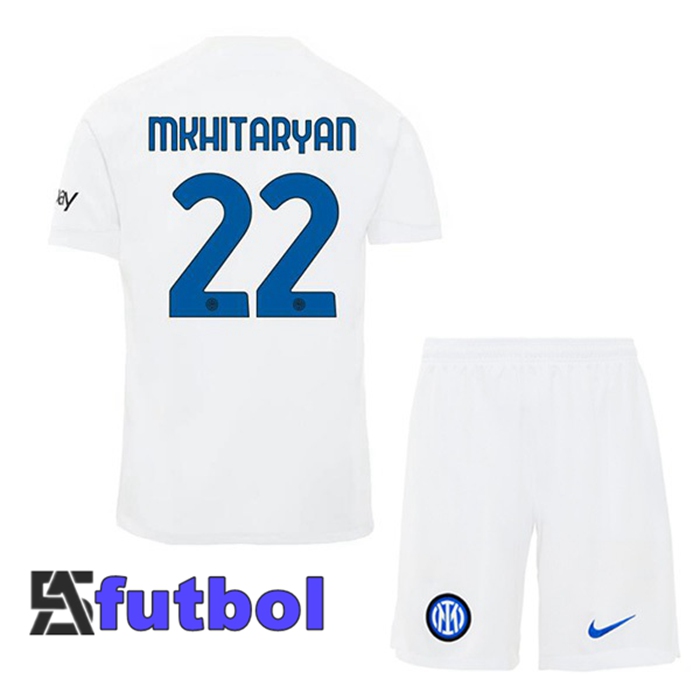 Camiseta Futbol Inter Milan (MKHITARYAN 22) Ninos Segunda Blanco 2023/2024