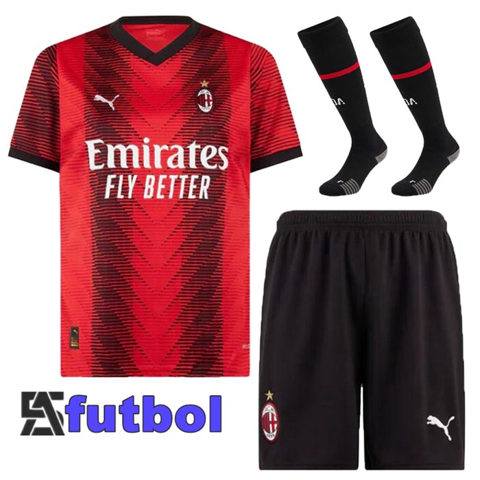 Camisetas De Futbol AC Milan Primera (Cortos + Calcetines) 2023/2024