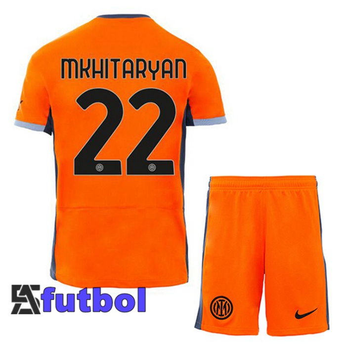 Camisetas Futbol Inter Milan (MKHITARYAN 22) Ninos Tercera Naranja 2023/2024