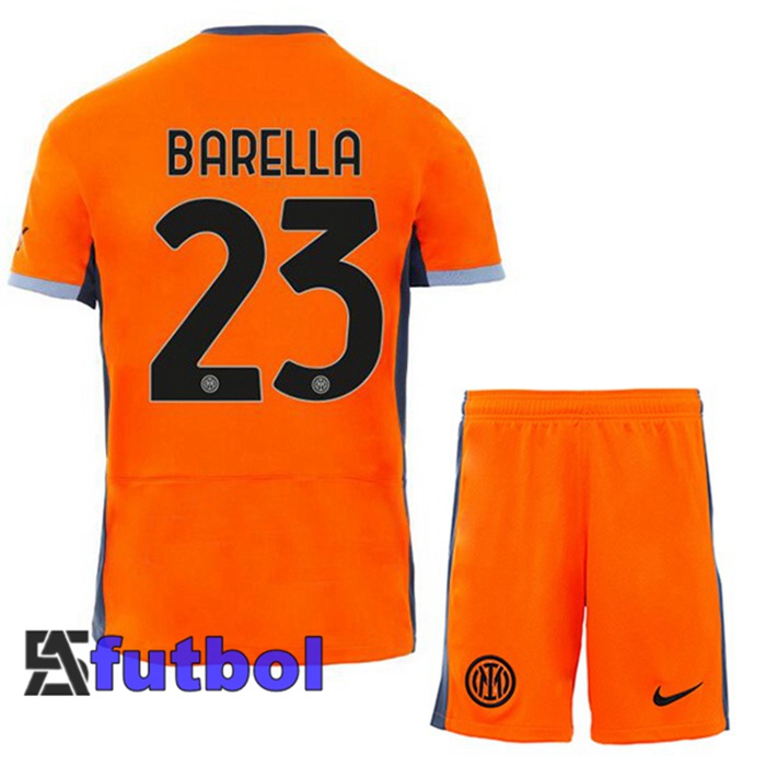 Camisetas Futbol Inter Milan (BARELLA 23) Ninos Tercera Naranja 2023/2024