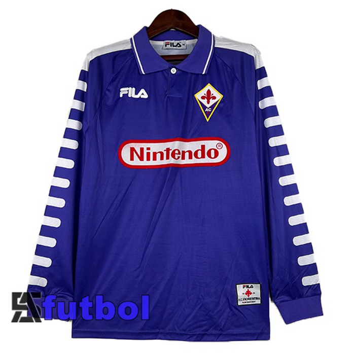 Camisetas De Futbol ACF Fiorentina Retro Primera Manga Larga Azul 1998
