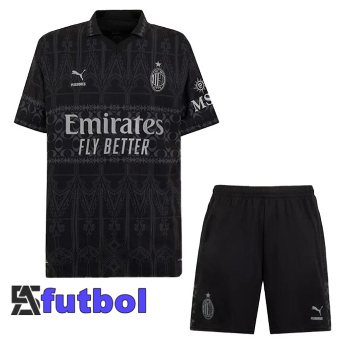 Camisetas De Futbol AC Milan Ninos Cuarta Negro 2023/2024
