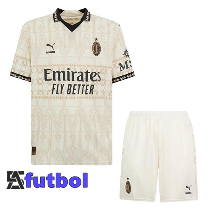 Camisetas De Futbol AC Milan Ninos Cuarta Amarillo 2023/2024