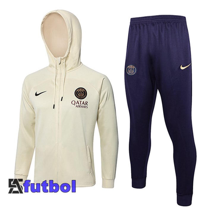 Chaqueta Con Capucha Chandal Rompevientos PSG Beige 2024/2025