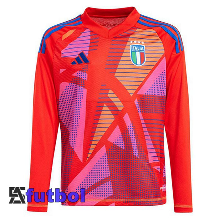 Camisetas De Futbol Italia Portero Manga Larga Rojo UEFA Euro 2024