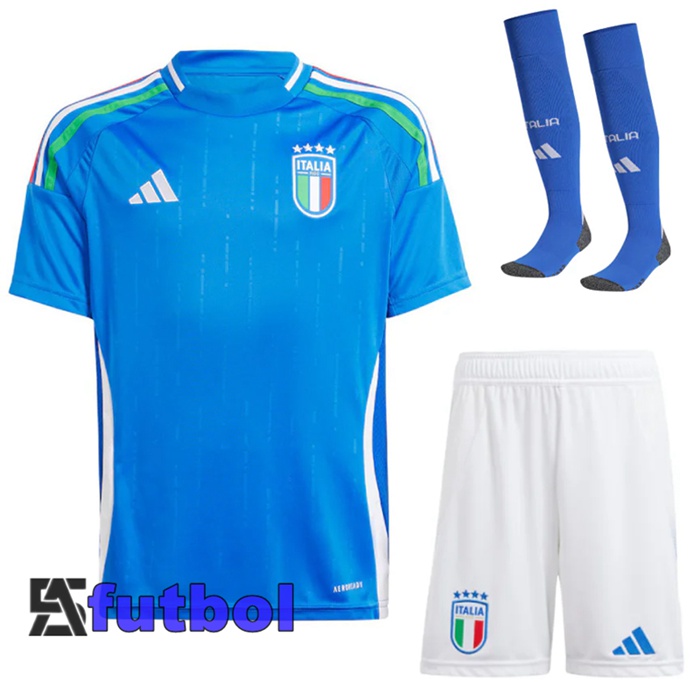 Camiseta Nacional Italia Primera (Cortos + Calcetines) UEFA Euro 2024