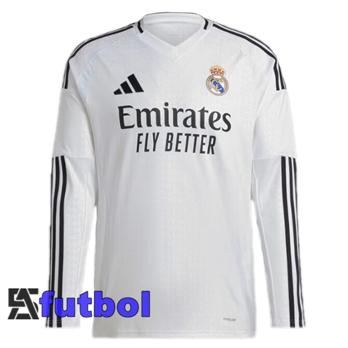 Camisetas De Futbol Real Madrid Primera Manga Larga Blanco 2024/2025