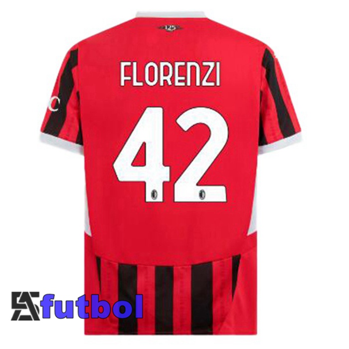 Camisetas De Futbol AC Milan (Florenzi 42) Primera Rojo Negro 2024/2025