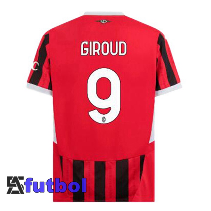 Camisetas De Futbol AC Milan (Giroud 9) Primera Rojo Negro 2024/2025