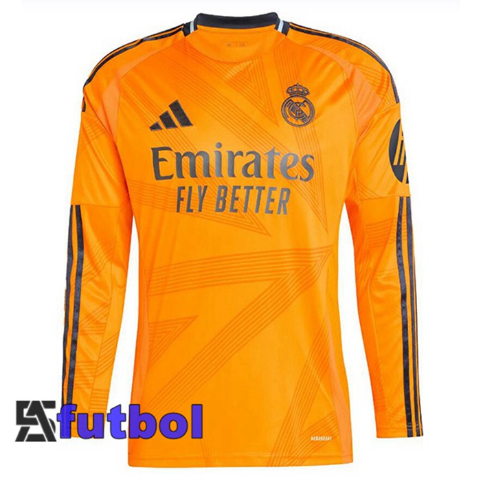 Camisetas De Futbol Real Madrid Segunda Manga Larga Naranja 2024/2025
