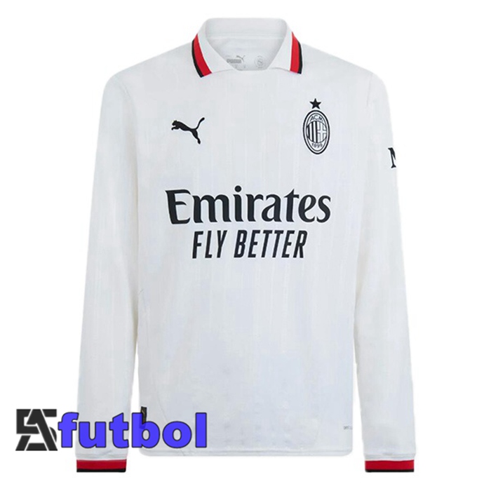 Camisetas De Futbol AC Milan Segunda Manga Larga Blanco 2024/2025