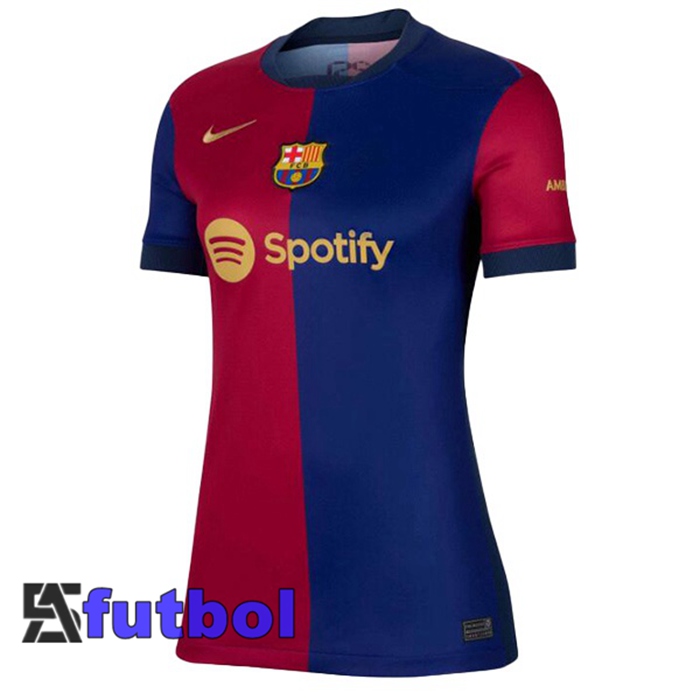 Camisetas De Futbol FC Barcelona Mujer Primera Spotify Azul Rojo 2024/2025