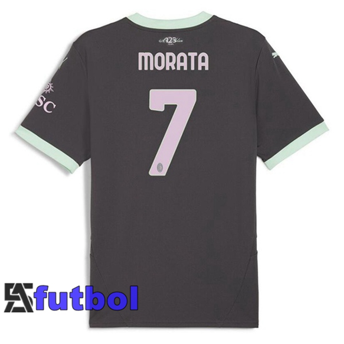 Camisetas De Futbol AC Milan (Morata 7) Tercera Negro 2024/2025
