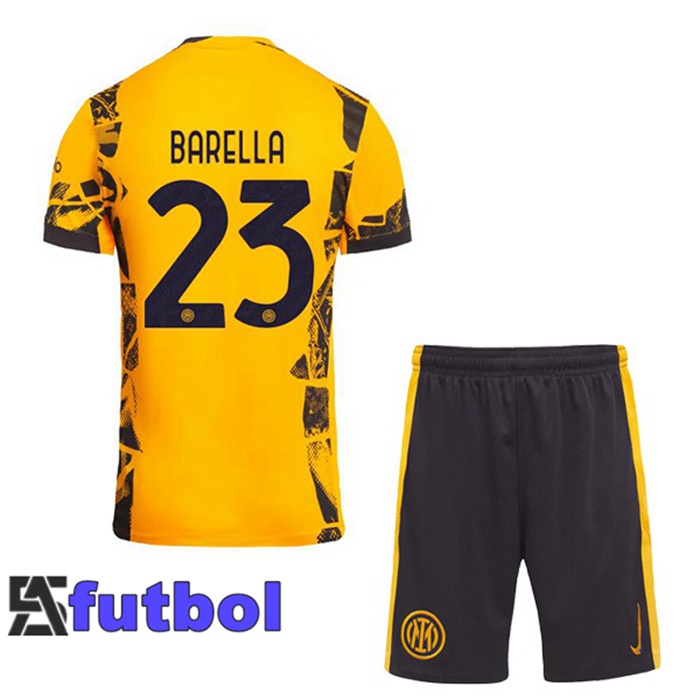 Camisetas De Futbol Inter Milan (BARELLA 23) Ninos Tercera Amarillo 2024/2025