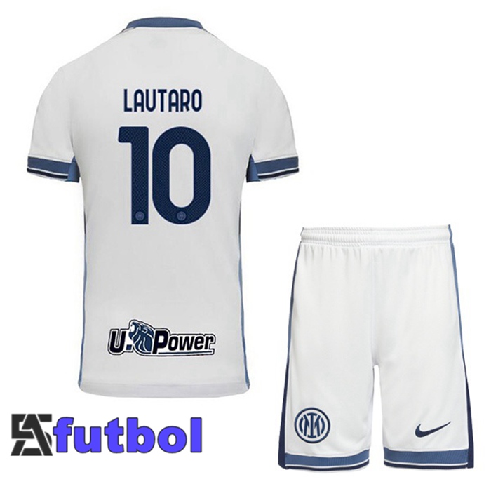 Camisetas De Futbol Inter Milan (LAUTARO 10) Ninos Segunda Blanco 2024/2025
