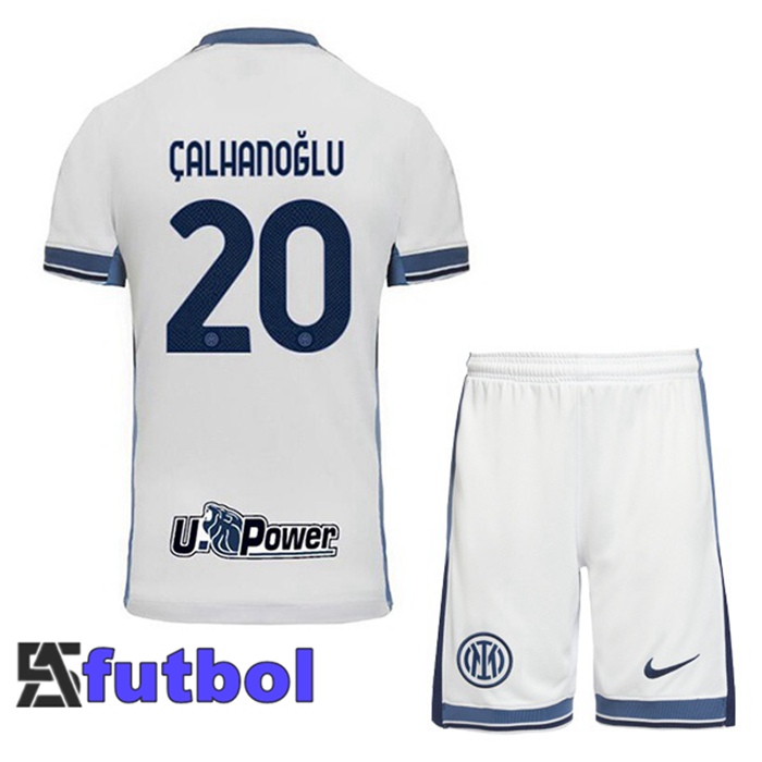Camisetas De Futbol Inter Milan (ÇALHANOĞLU 20) Ninos Segunda Blanco 2024/2025
