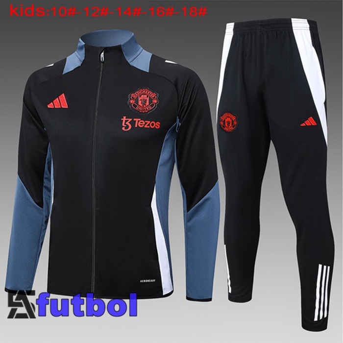 Chandal Equipos De Futbol - Chaqueta Manchester United Ninos Negro 2024/2025