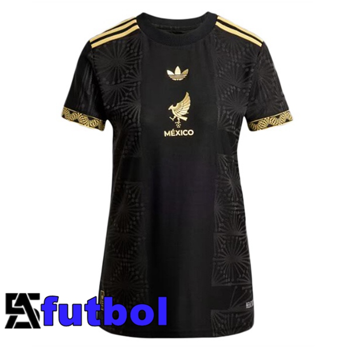 Camiseta Nacional México Mujer Negro Amarillo 2025/2026