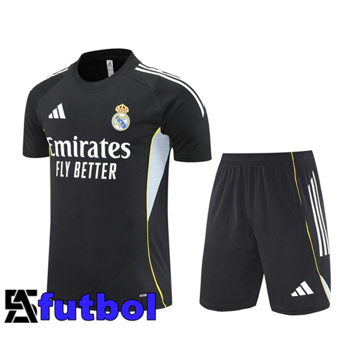 Camiseta Entrenamiento Real Madrid + Cortos Negro 2025/2026