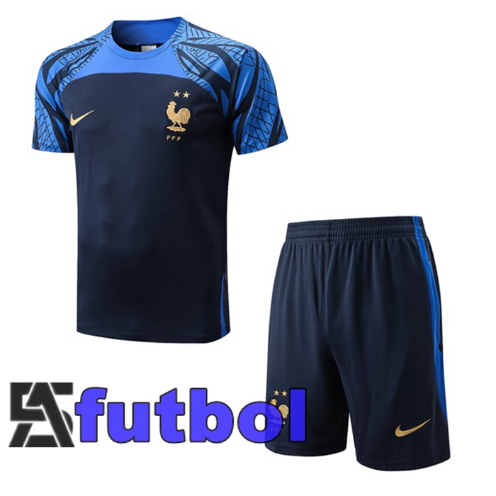 Camiseta Entrenamiento Francia + Cortos Azul Royal 2022/2023